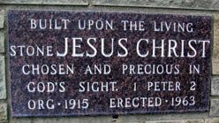 A Closeup of the cornerstone's inscription